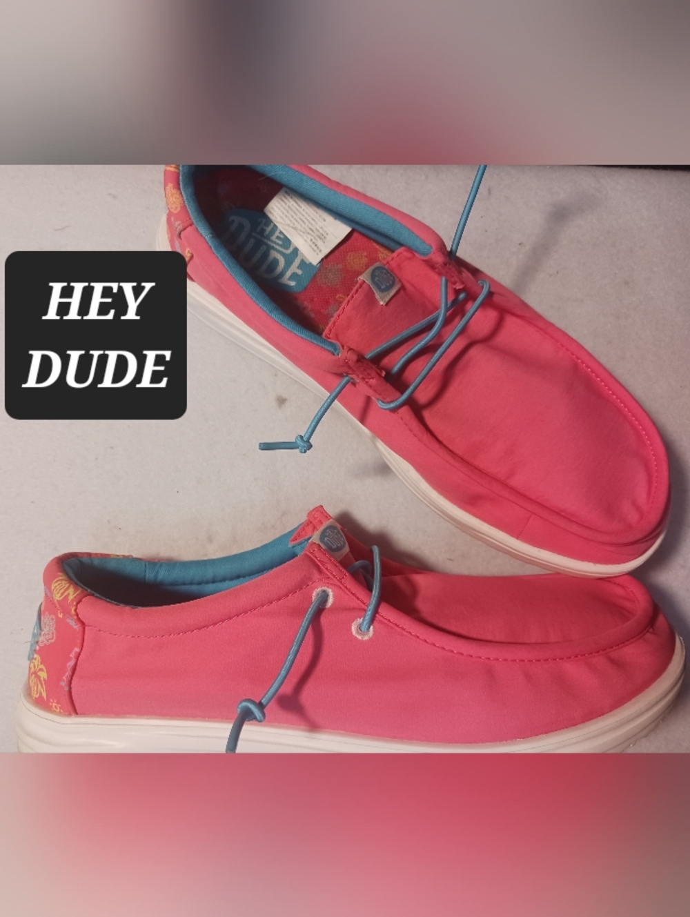 HEY DUDE Slip On Shoes Womens Size 9 NEON PINK